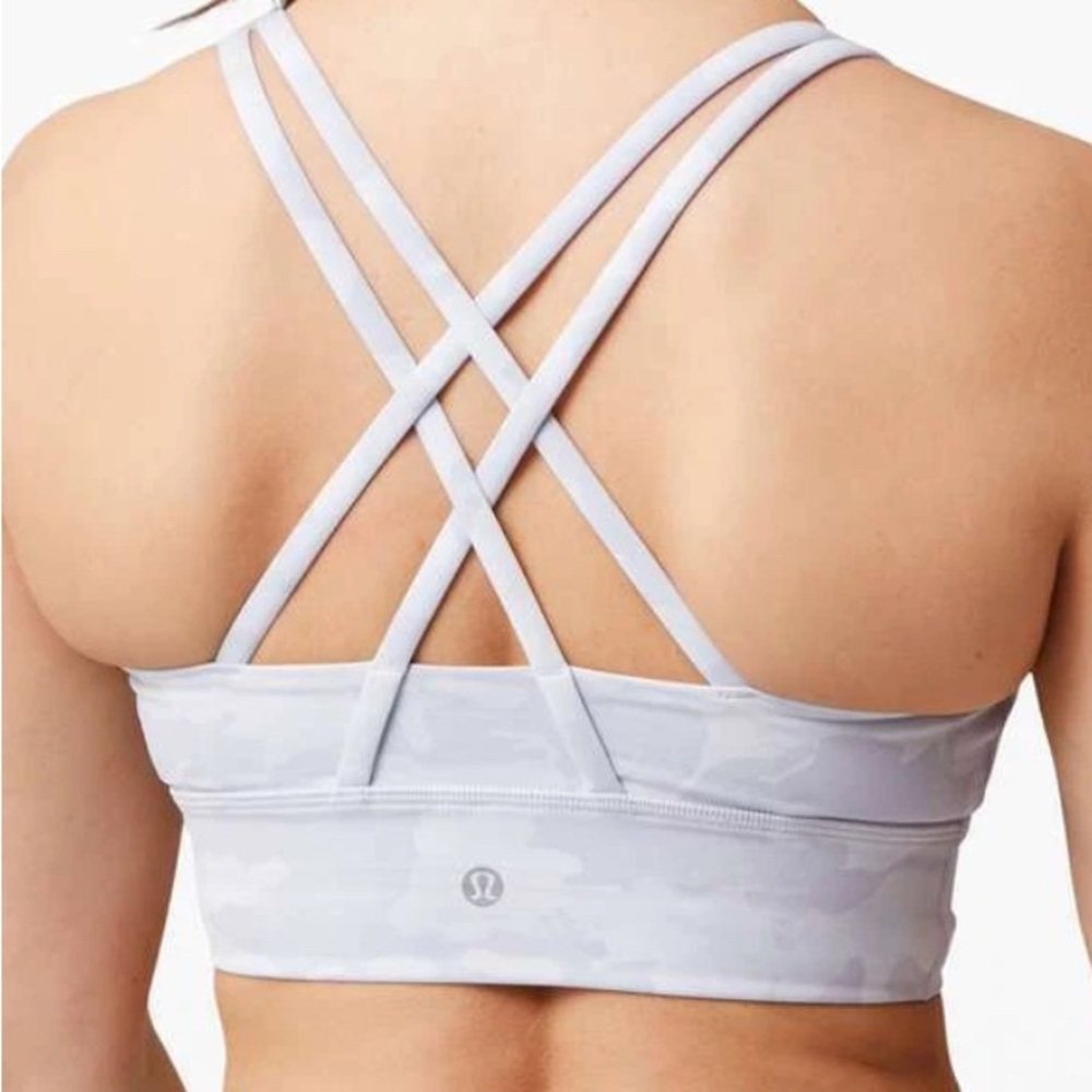 Lululemon Energy Bra Long Line Incognito Camo Alpine White/Grey Sz 10 - Picture 2 of 7